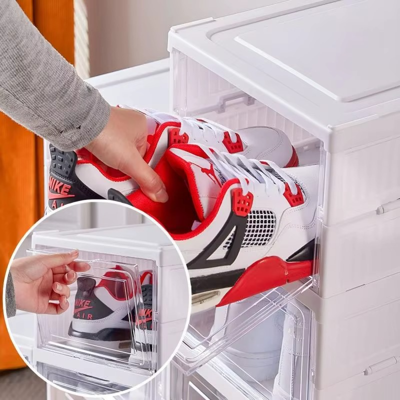 Zapatero plegadizo con tapa transparente