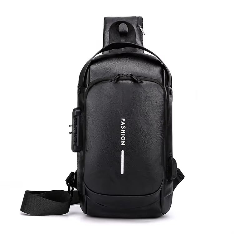 Mochila CUERO Antirrobo Usb NARANJA