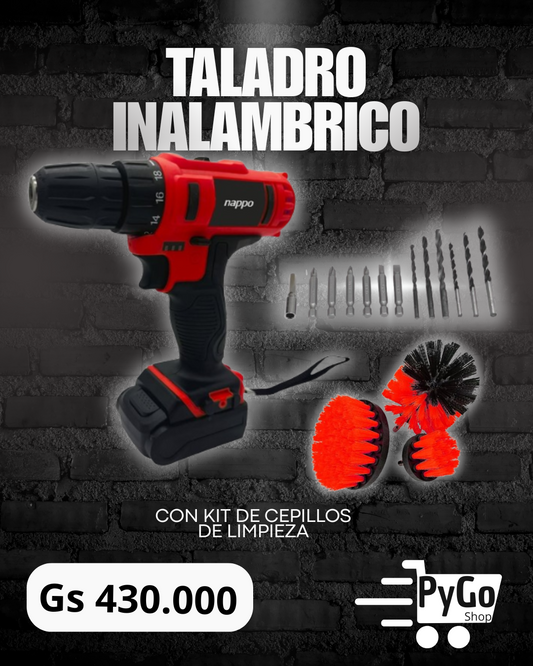 KIT TALADRO INALÁMBRICO NAPPO CON CEPILLOS