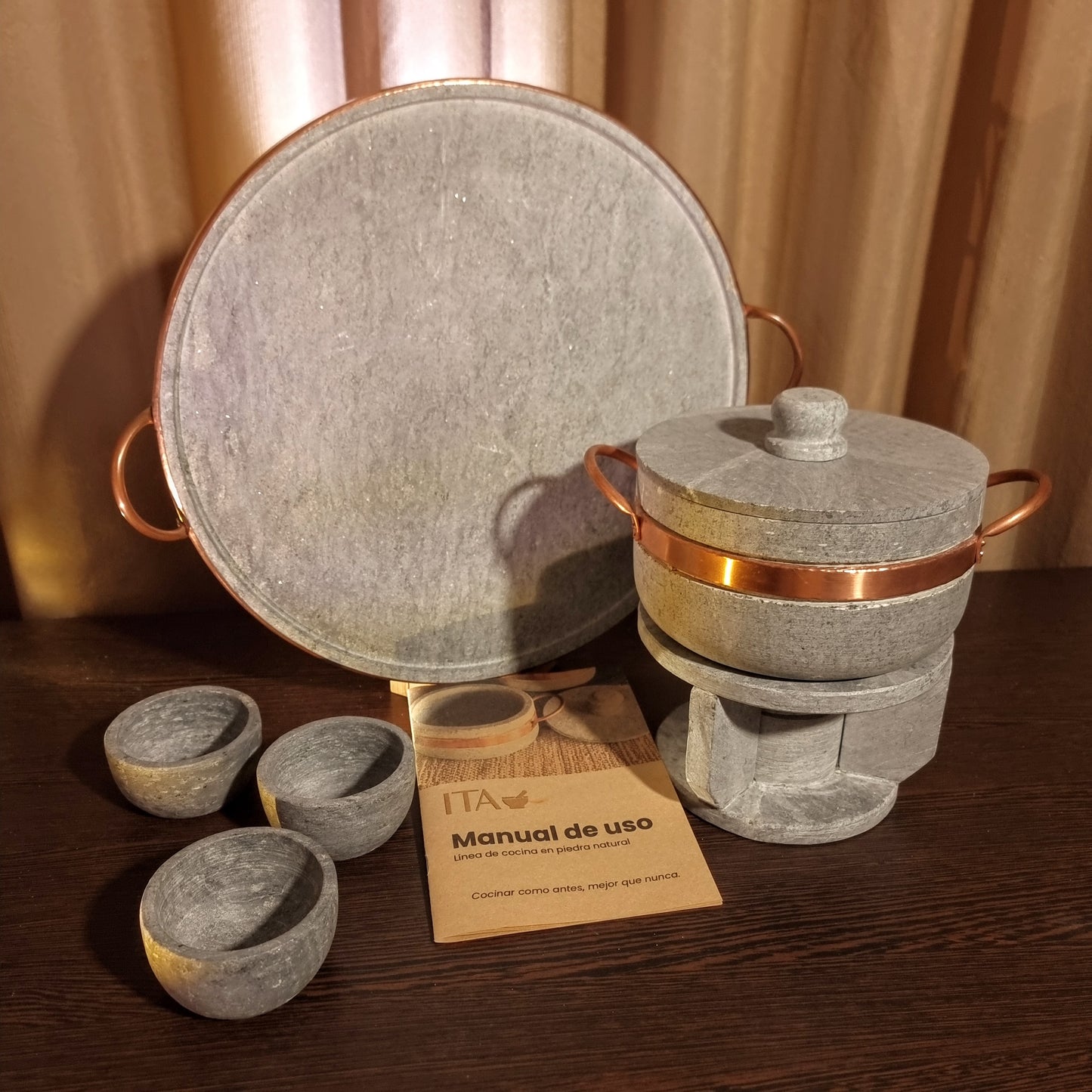 Conjunto Gourmet de Piedra Natural para Churrasco & Fondue – Edición Limitada