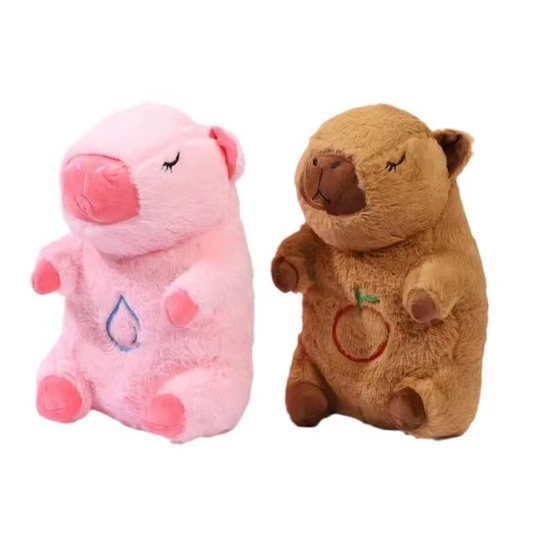 CAPIBARA ROSA Y MARRON QUE RESPIRA