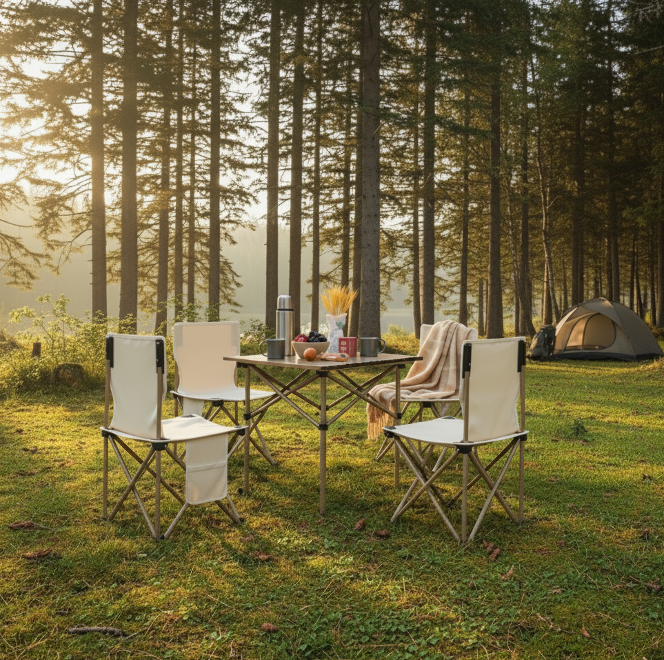 Set de mesa con 4 sillas plegables