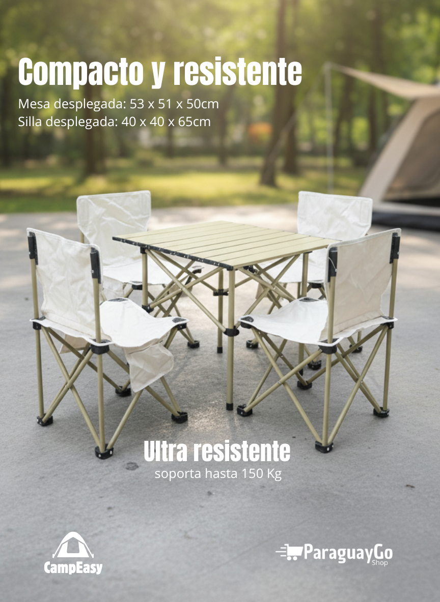 Set de mesa con 4 sillas plegables